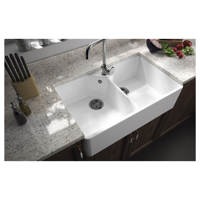 Turner Hastings Chester 80 x 50 Double Flat Front Fine Fireclay Butler Sink