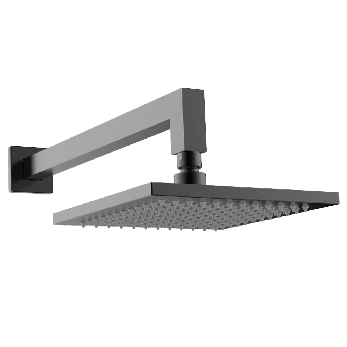 Abey Gareth Ashton Square Brass Horizontal Shower Arm and Rose - Black
