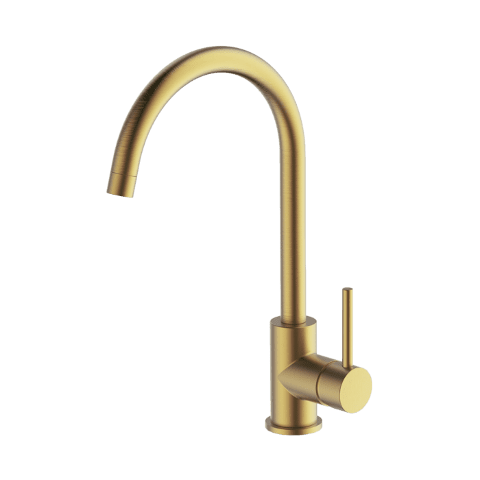 Abey Gareth Ashton Lucia Goose Sidelever Mixer - Brushed Brass