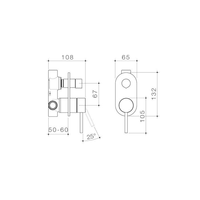 Caroma Liano II Bath / Shower Mixer With Diverter Rounded Cover Plate Brushed Nickel