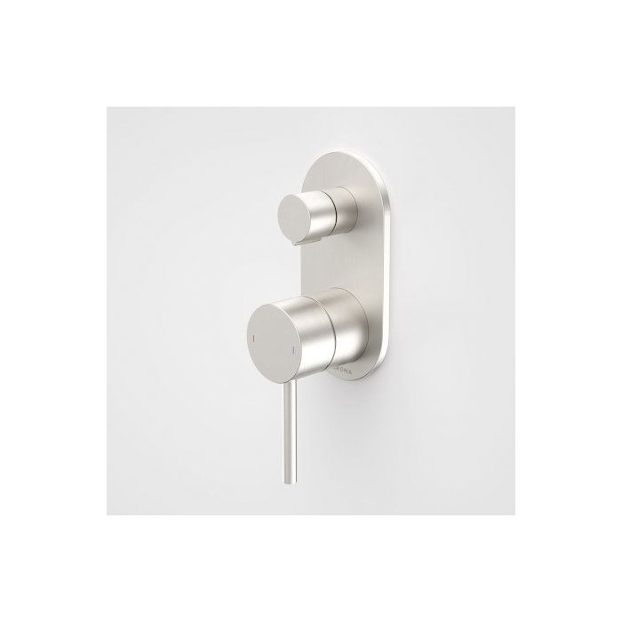 Caroma Liano II Bath / Shower Mixer With Diverter Rounded Cover Plate Brushed Nickel