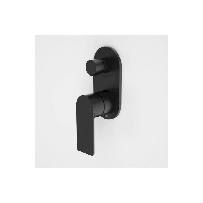 Caroma Urbane II Bath / Shower Mixer With Diverter Round Cover Plate Matte Black