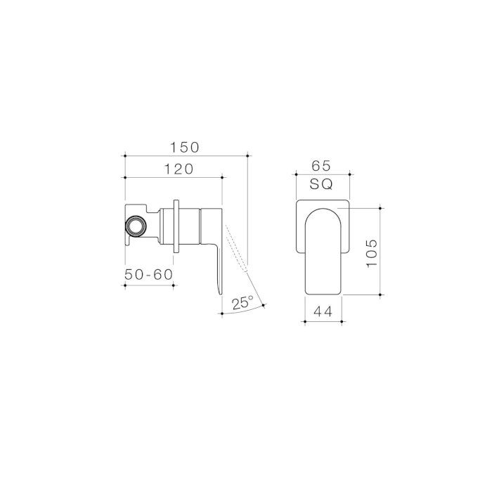 Caroma Urbane II Bath / Shower Mixer Square Cover Plate Brushed Nickel