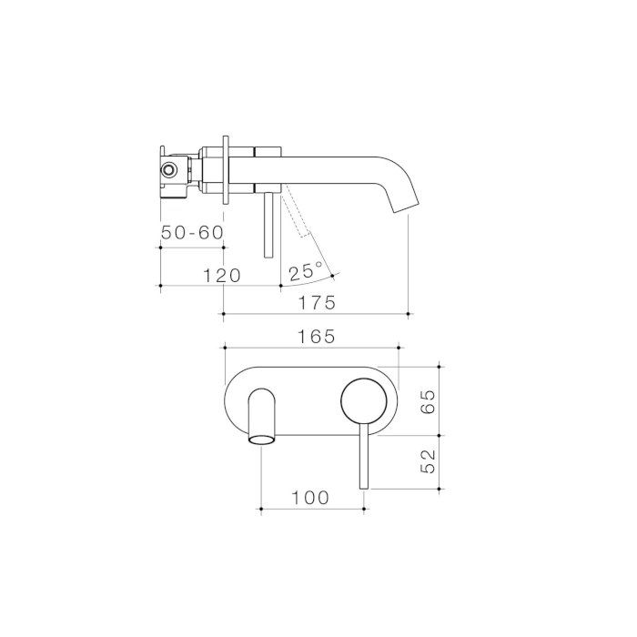 Caroma Liano II 175mm Wall Basin / Bath Mixer - Rounded Cover Plate Brushed Brass