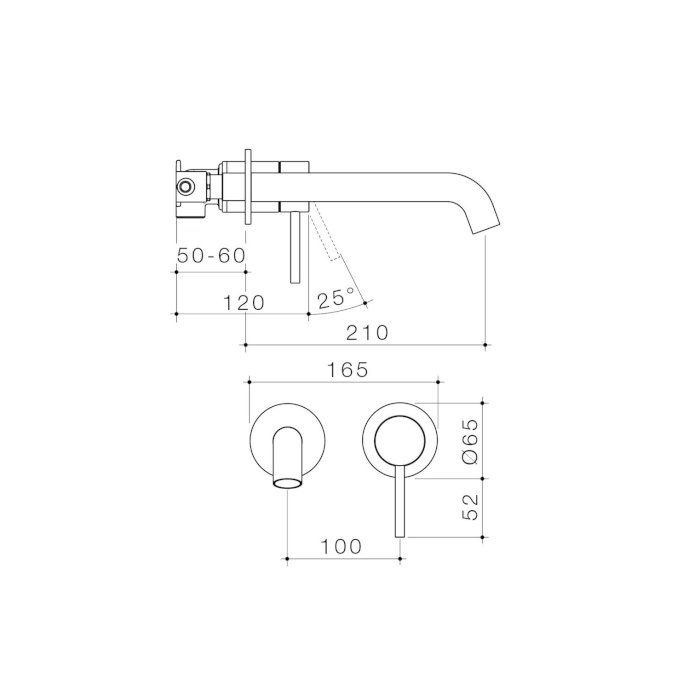 Caroma Liano II 210mm Wall Basin / Bath Mixer 2 x Round Cover Plates Gunmetal