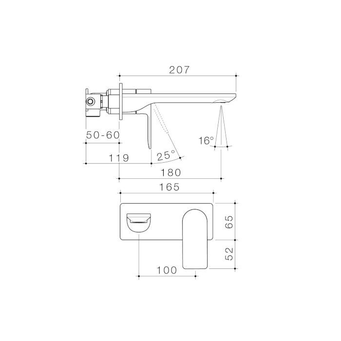 Caroma Urbane II 180mm Wall Basin / Bath Mixer Rectangular Cover Plate Gunmetal