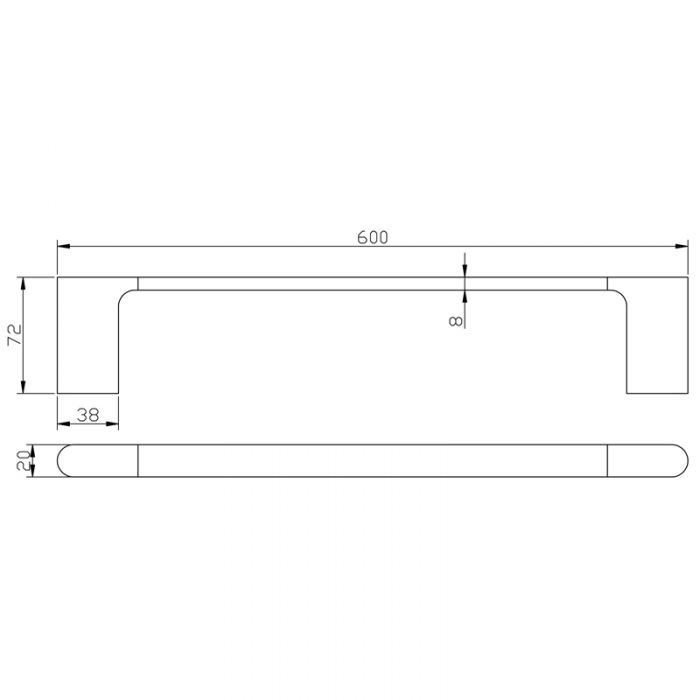 Acl Cora Single Towel Rail Matte Black & Chrome and White