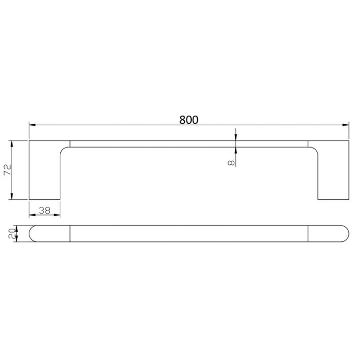 Acl Cora Single Towel Rail Matte Black & Chrome and White