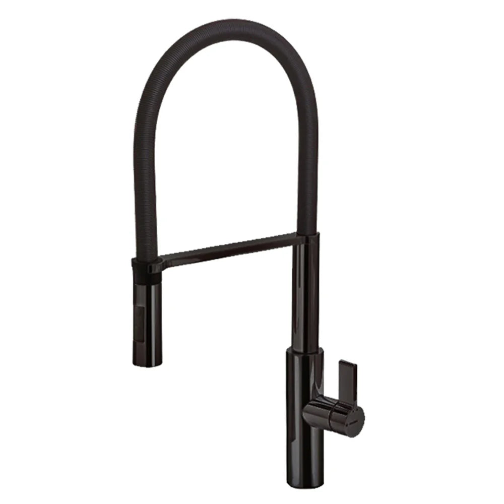Parisi Libera Kitchen Mixer with Matt Black Spring Spray - Black/Matt Black