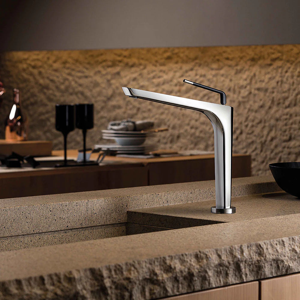 Parisi O'Rama Kitchen Mixer with Matt Black Handle - Chrome