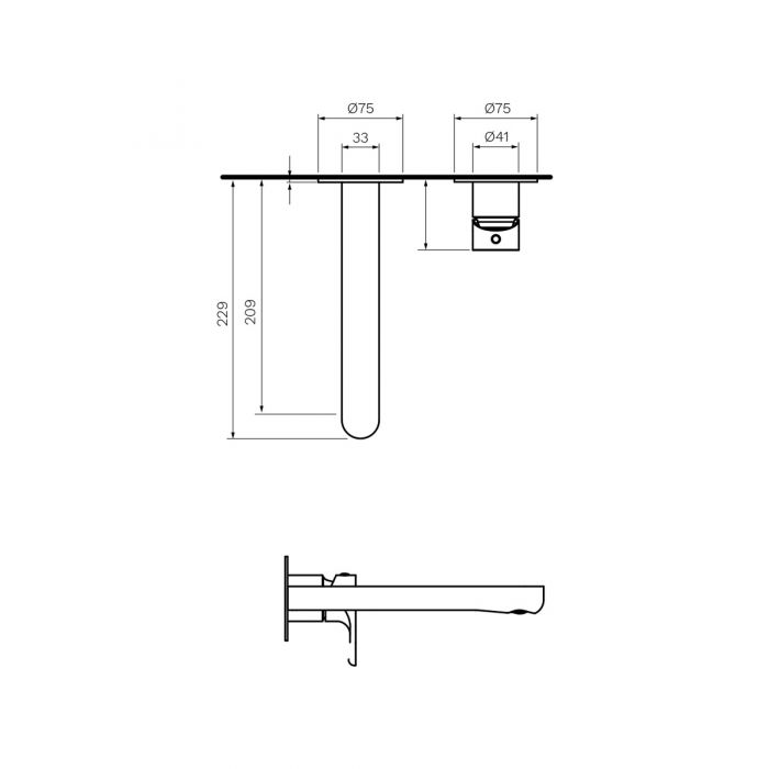 Parisi Linfa II Wall Basin Mixer with Spout Matt Black