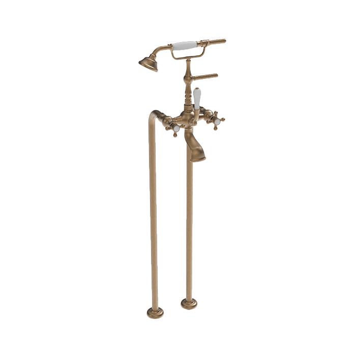 Abey Armando Vicario Provincial Exposed Hob Freestanding Bath Filler - Bronze