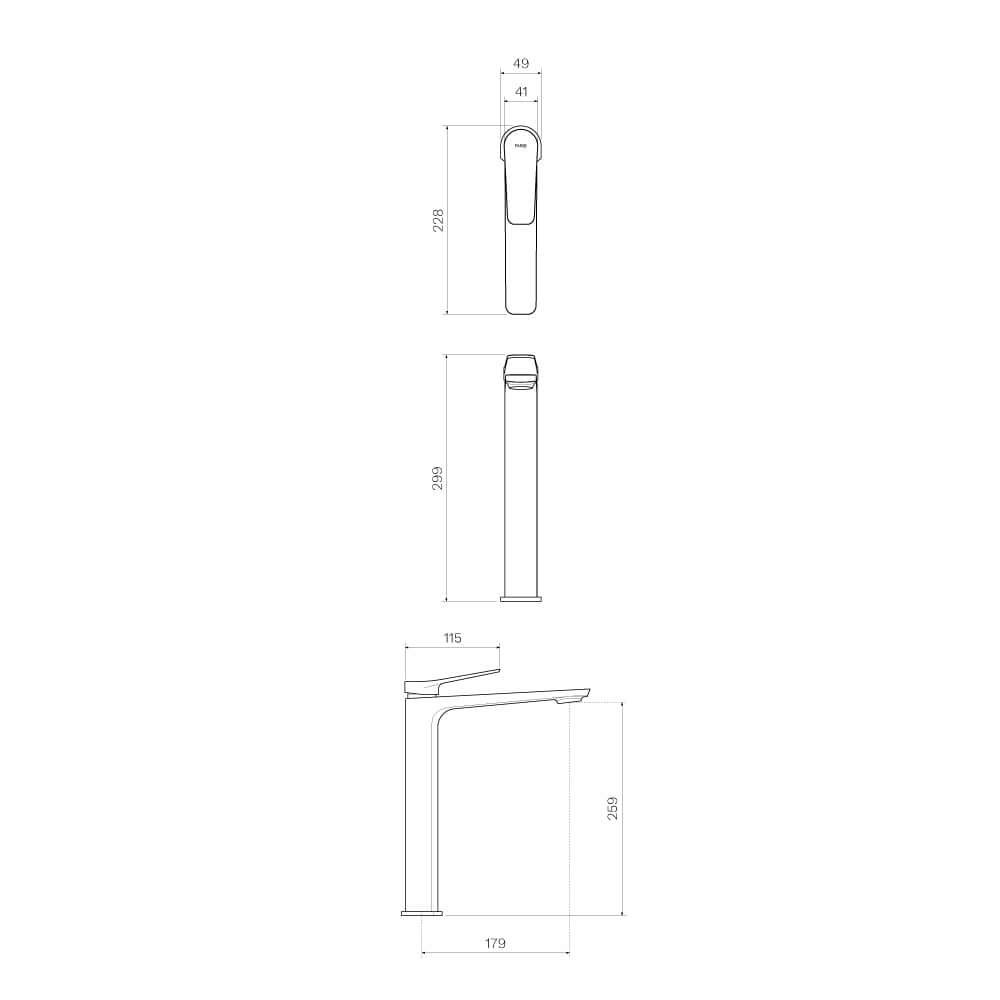 Parisi Float High Rise Basin Mixer | Brushed Nickle