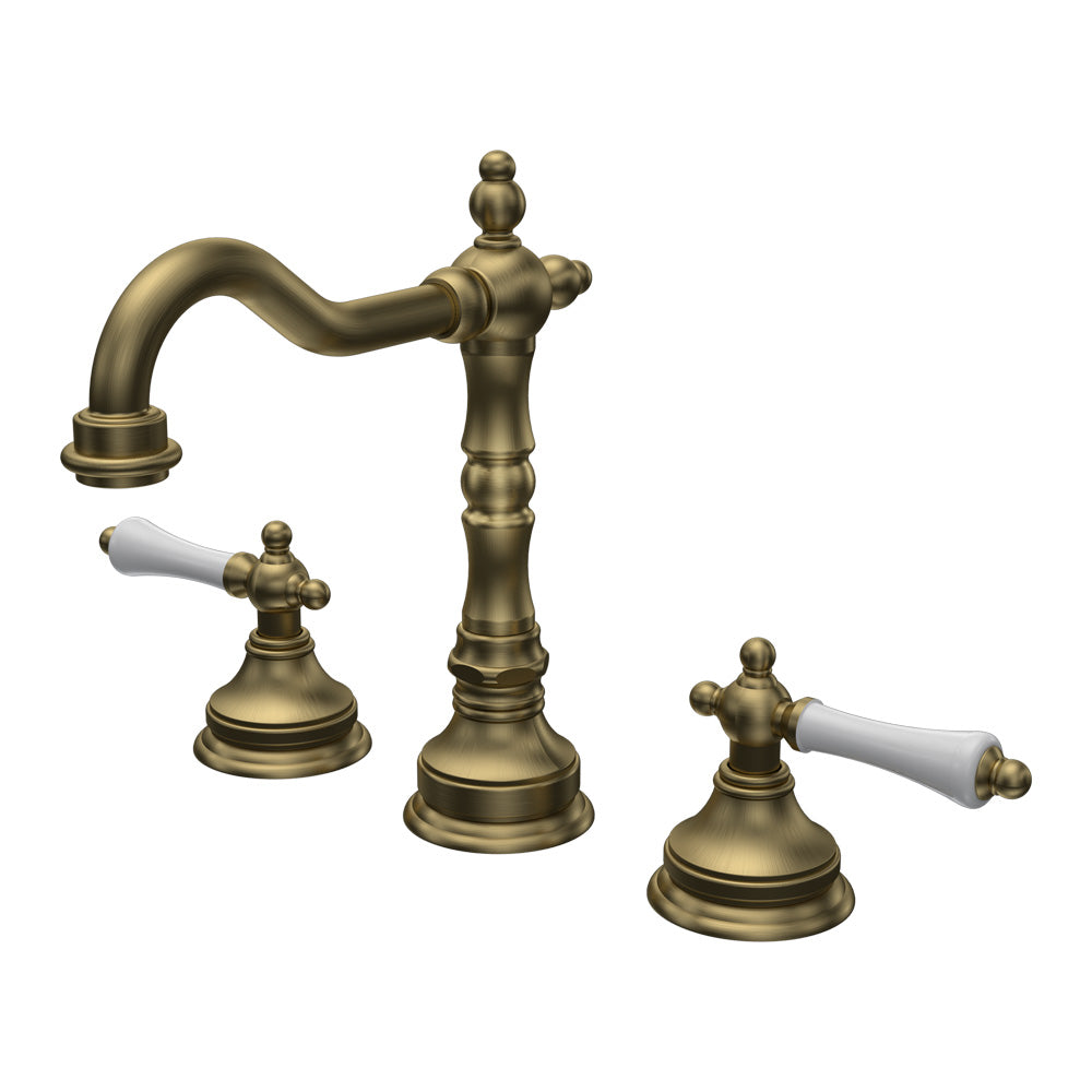 Parisi Hermitage Basin Set with Swivel Spout and Lever Handle | Antique Brass