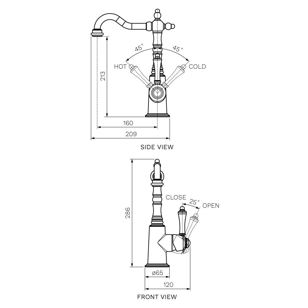 Parisi Hermitage Basin Mixer | Pewter