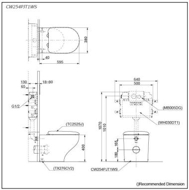 Toto Hayon WALL FACED TOILET with S5 Washlet