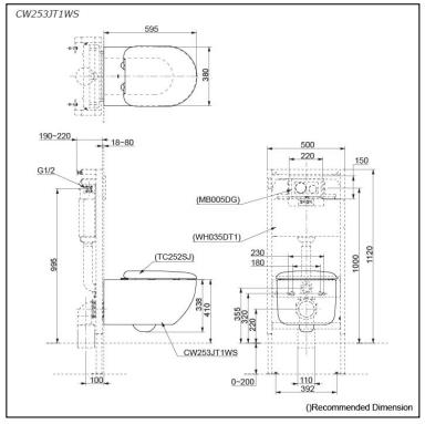 Toto Hayon WALL HUNG TOILET WITH S7 Washlet