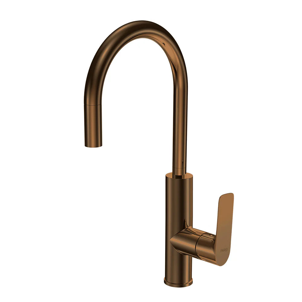 Parisi Slim II Kitchen Mixer with Round Pull Out Spout - Matt Bronze