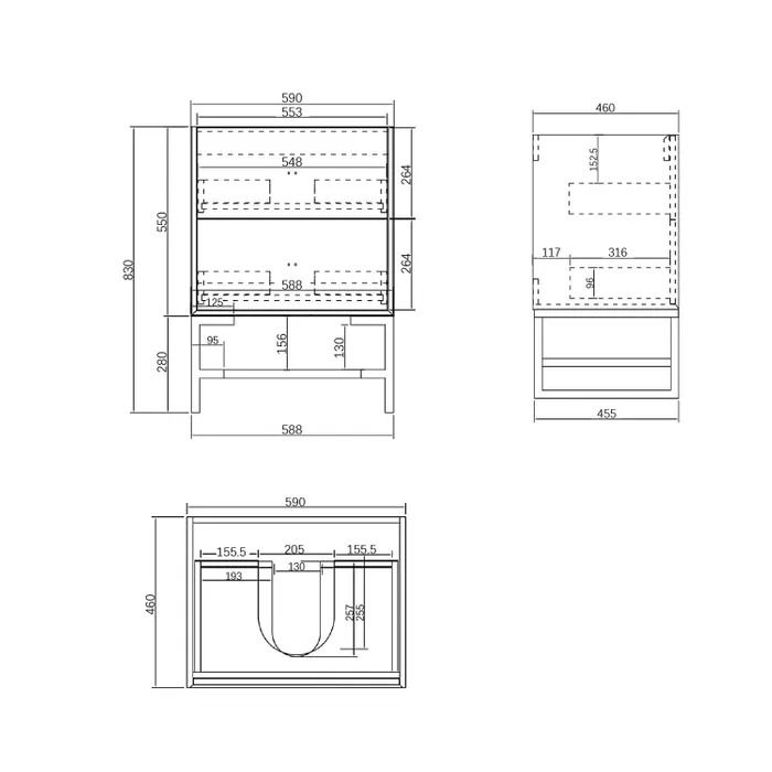 Otti 600mm Boston CABINET ONLY Matte White