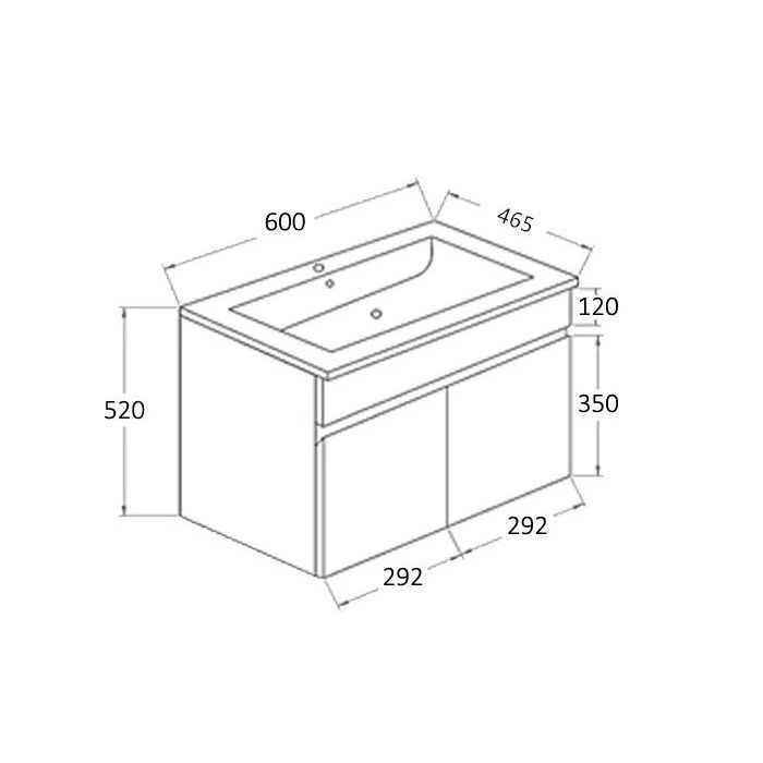 Ins 600mm x 460mm PVC Bathroom Vanity Wall Hung