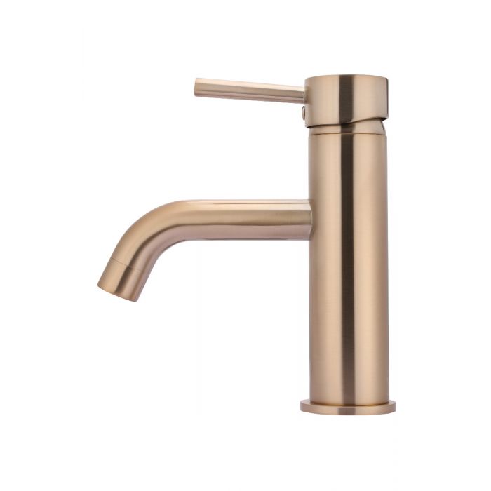 Meir Round Basin Mixer Curved Champagne