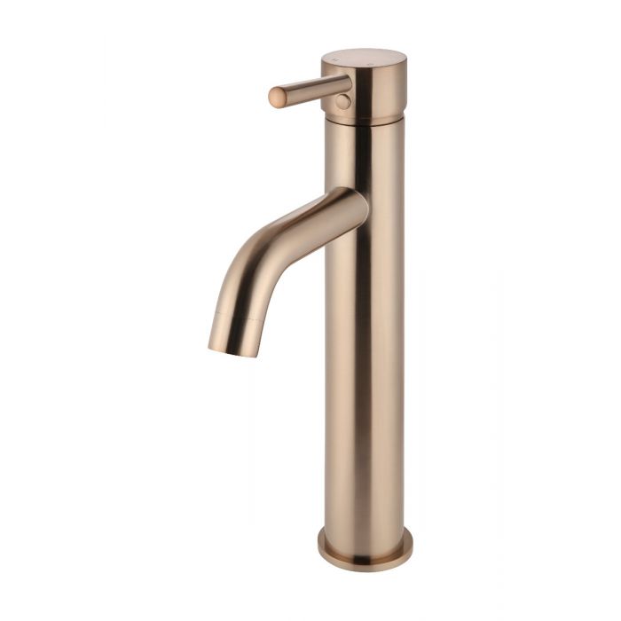 Meir Round Tall Basin Mixer Champagne Curved MB04-R3-CH