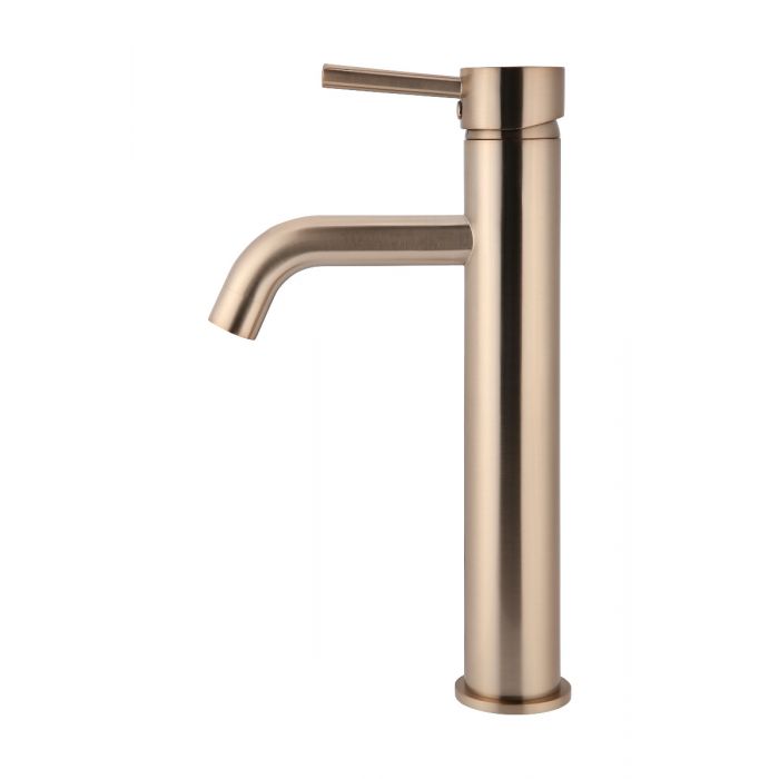 Meir Round Tall Basin Mixer Champagne Curved MB04-R3-CH