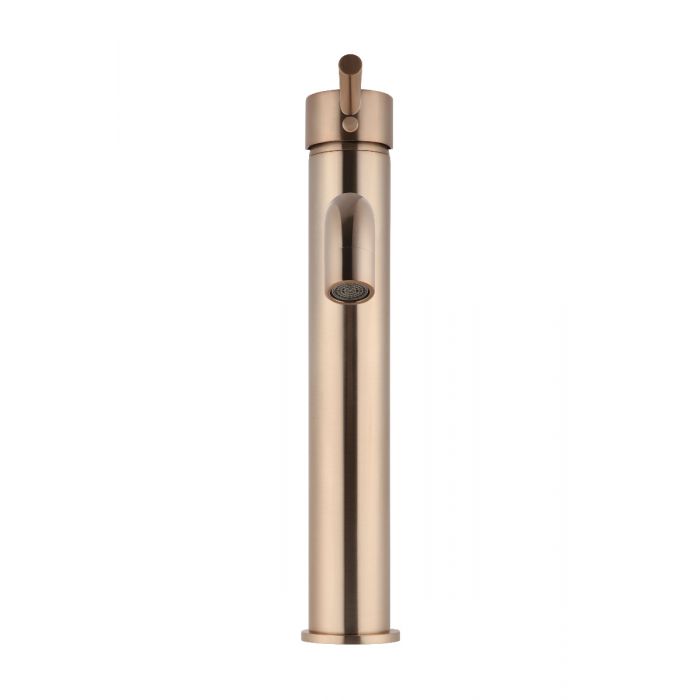 Meir Round Tall Basin Mixer Champagne Curved MB04-R3-CH