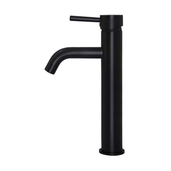 Meir Round Tall Basin Mixer Matte Black Curved MB04-R3