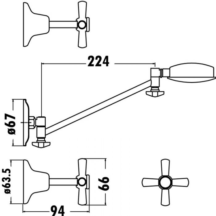 ACL Chrome Cross Handle Shower Set PENZ05