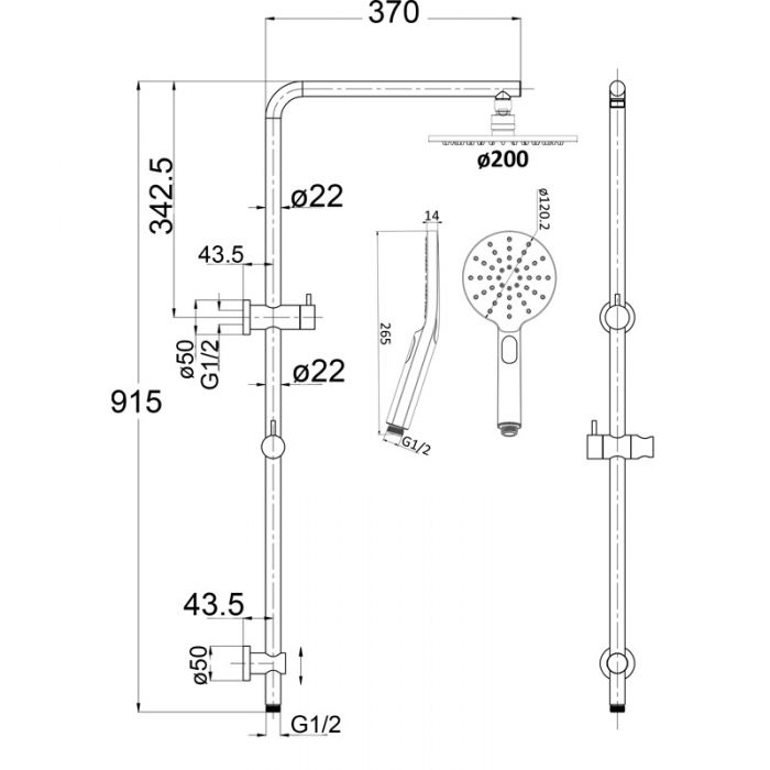 ACL Cora Round Multifunction Shower Set - Brushed Nickel