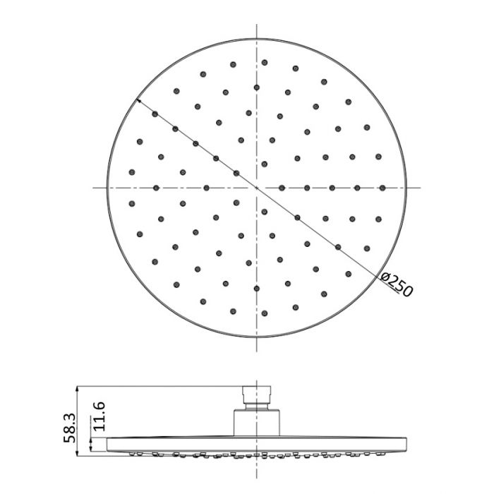 Acl Otus 250mm Plastic Round Shower Head