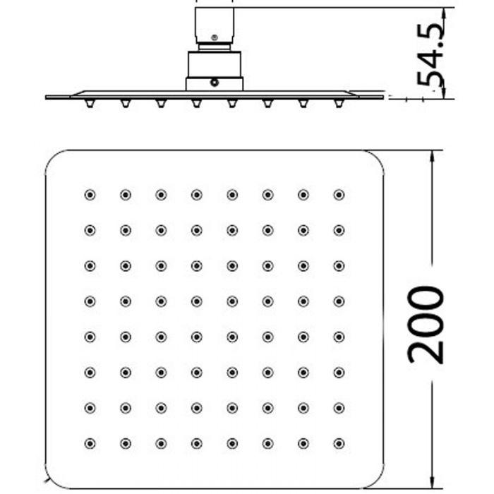 Acl Nova 200mm x 200mm Square SS Shower Head