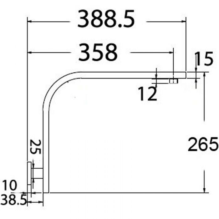 Acl PRY030 Rectangle High Rise Shower Arm Chrome
