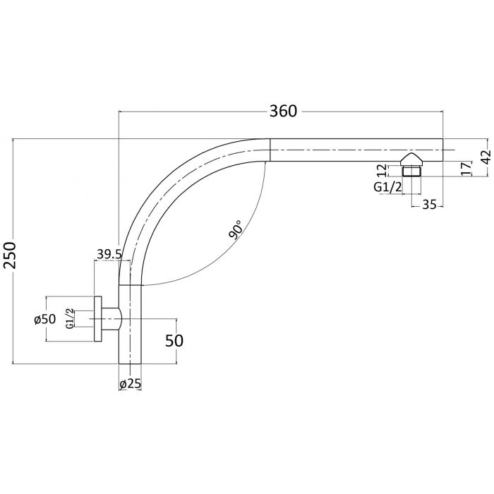 Acl PRY631 High Curved Shower Arm