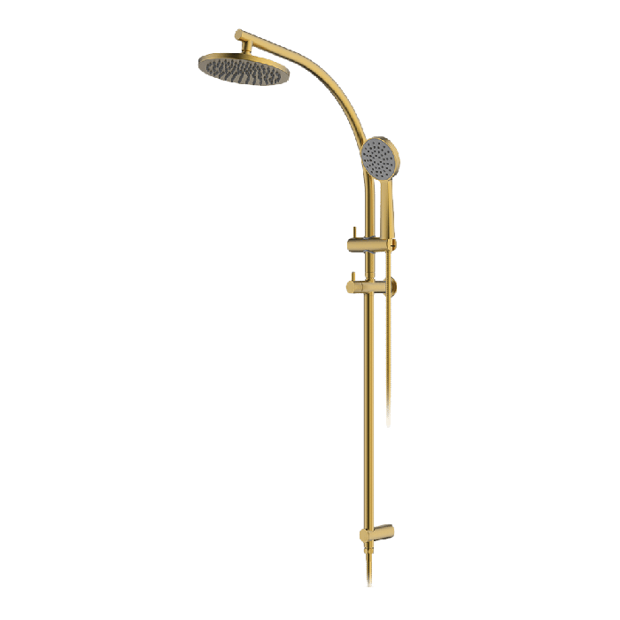 Abey Gareth Ashton Curve Rail and Shower Two In One Shower System - Brushed Brass