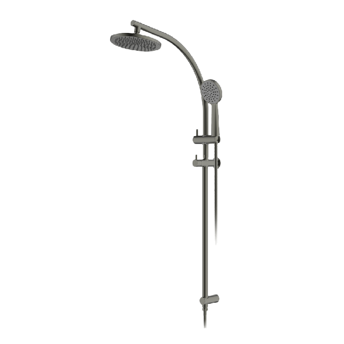 Abey Gareth Ashton Curve Rail and Shower Two In One Shower System - Gun Metal