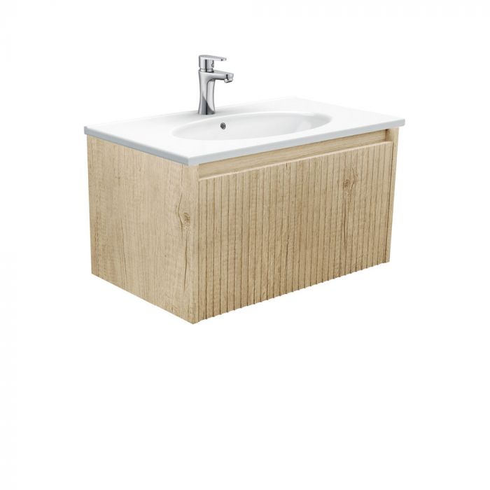 Fienza 750mm Rotondo Top With Alina Cabinet Wall Hung - Scandi Oak