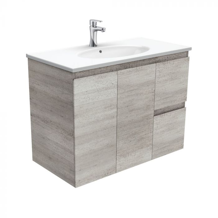Fienza 900mm Rotondo Top With Edge Cabinet Wall Hung - Industrial