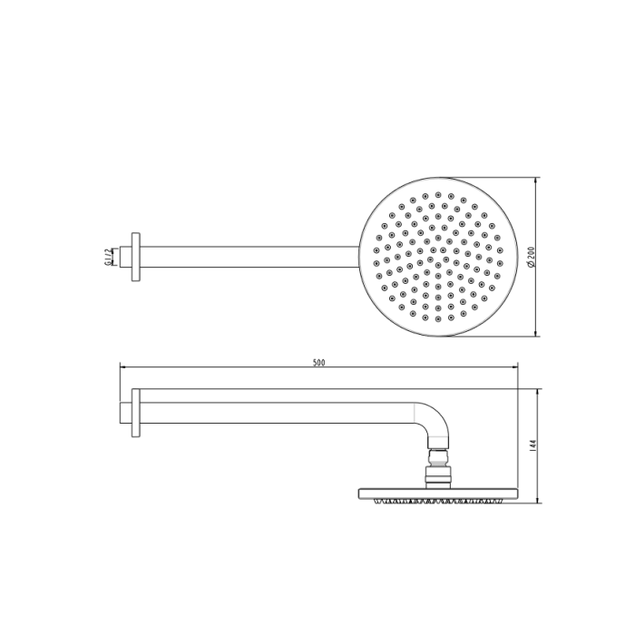 Abey Gareth Ashton Brass Horizontal Shower Arm and Rose - Black