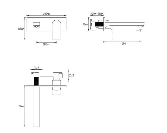 Abey Gareth Ashton Park Avenue Wall Basin / Bath Combination Mixer - Brushed Nickel