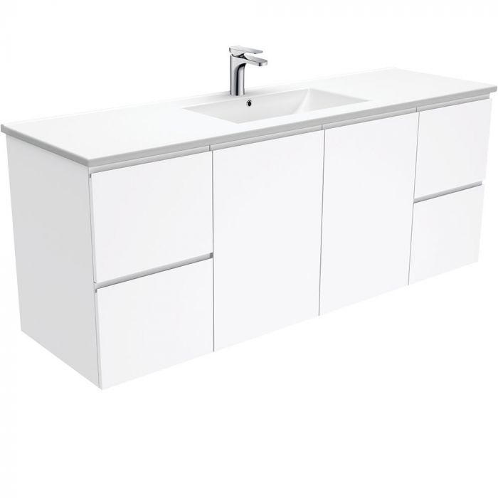 Fienza 1500mm Dolce Fingerpull Wall Hung Vanity - Gloss White