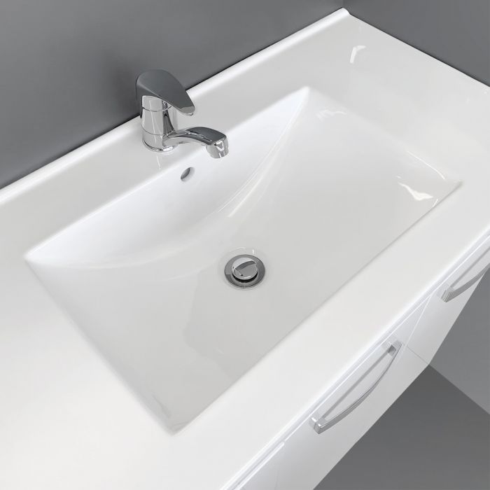 Fienza 900mm Dolce Fingerpull Wall Hung Vanity - Gloss White