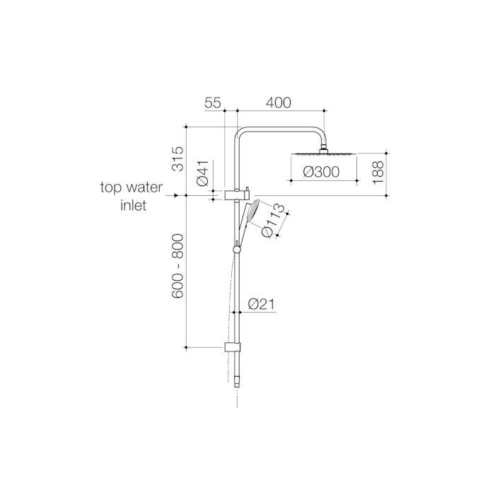 Caroma Urbane II Shower System with 300mm Over Head Brushed Brass