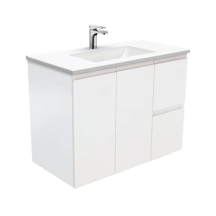 Fienza 900mm Vanessa Top With Fingerpull Cabinet Wall Hung - Satin White