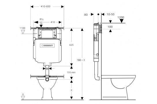 Geberit In-Wall Cistern (for Floor Mounted Pans)