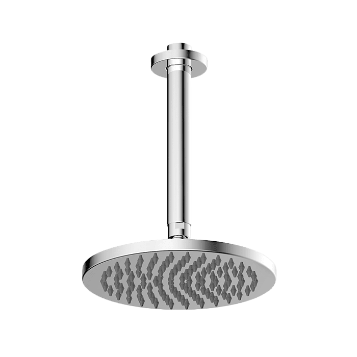 Abey Gareth Ashton Brass 200mm Round Shower Head with Ceiling Dropper - Chrome