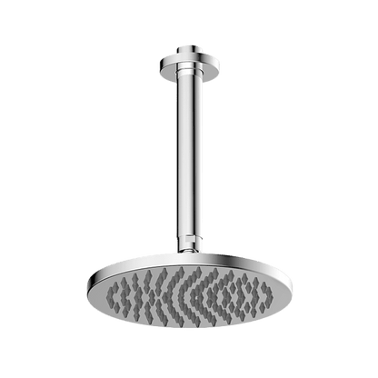 Abey Gareth Ashton Brass 200mm Round Shower Head with Ceiling Dropper - Chrome