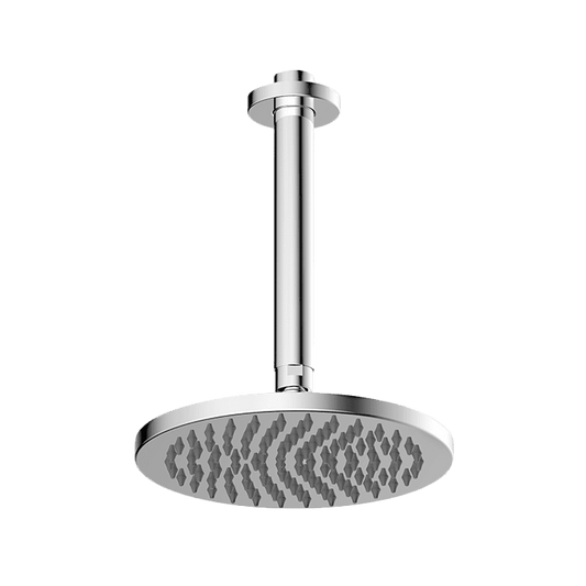 Abey Gareth Ashton Brass 200mm Round Shower Head with Ceiling Dropper - Chrome