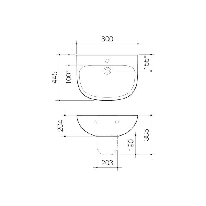 Caroma Care 600 Wall Basin